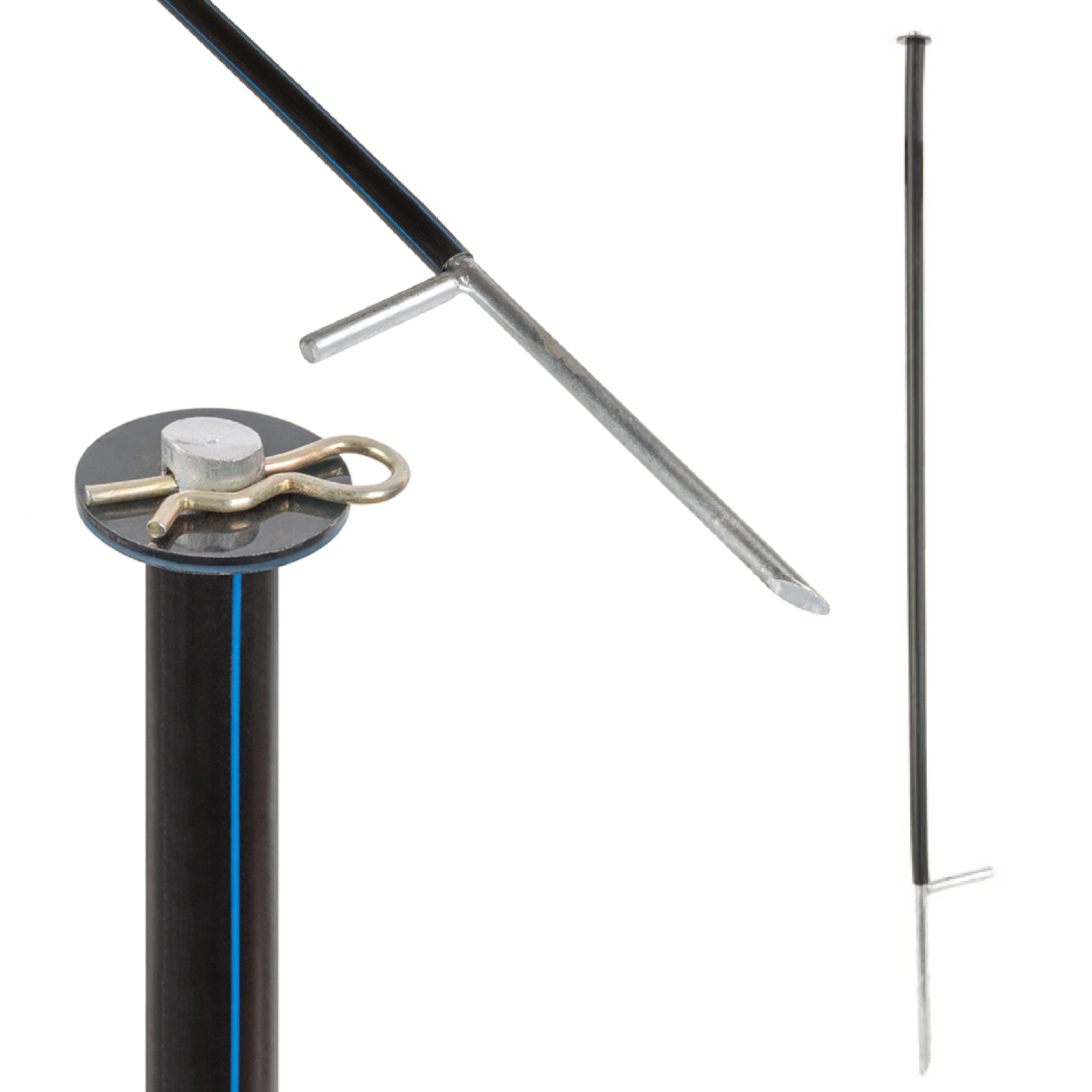 Unterstützungspfahl für Weidenetze, 145cm, Ø14mm,verzinkt, VPE 4Stück