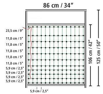 Tor 108cm hoch, für Netze von 95 - 125 cm